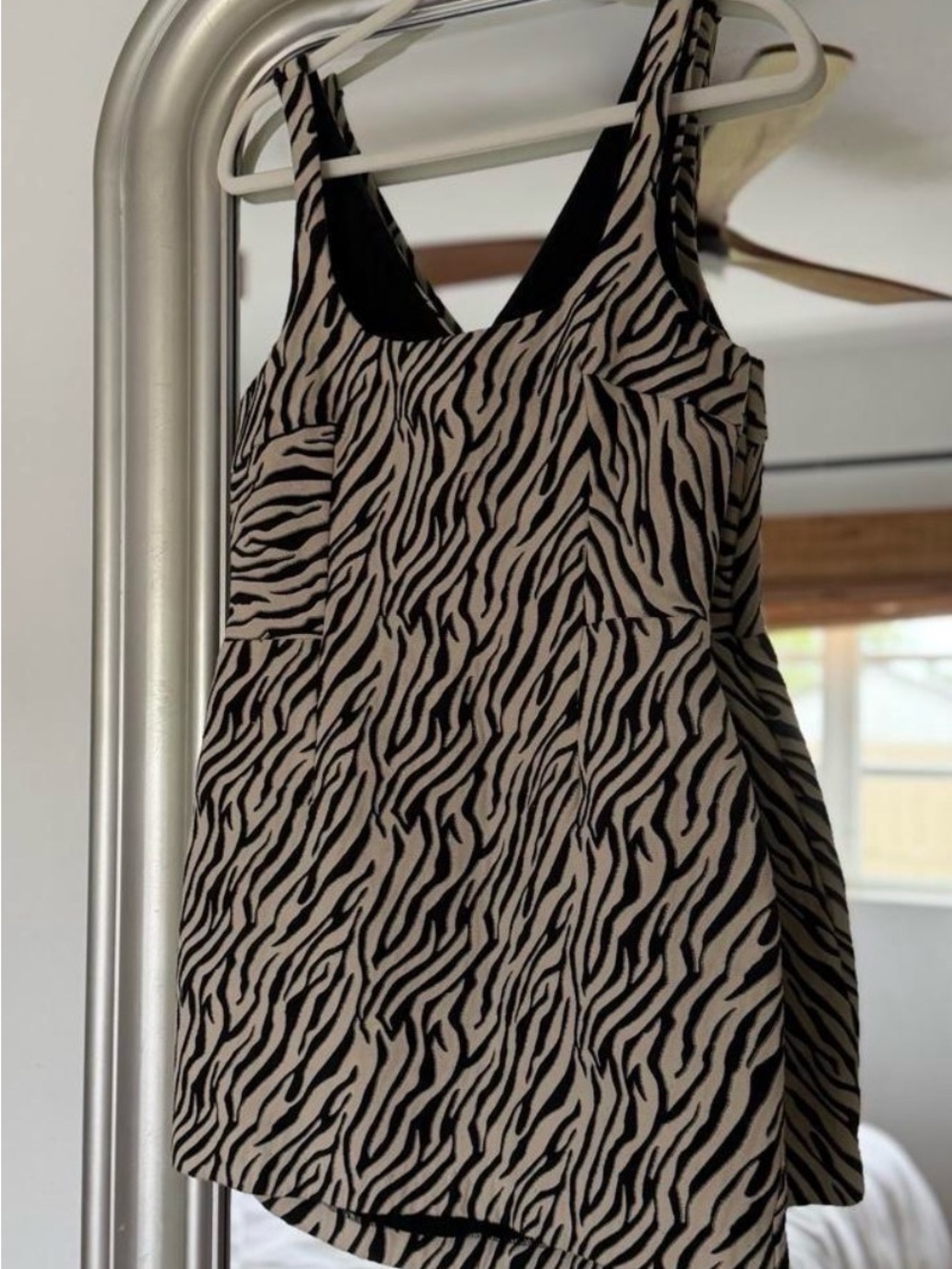 bec + bridge Beige and Black Zebra-Print Mini Tank Dress